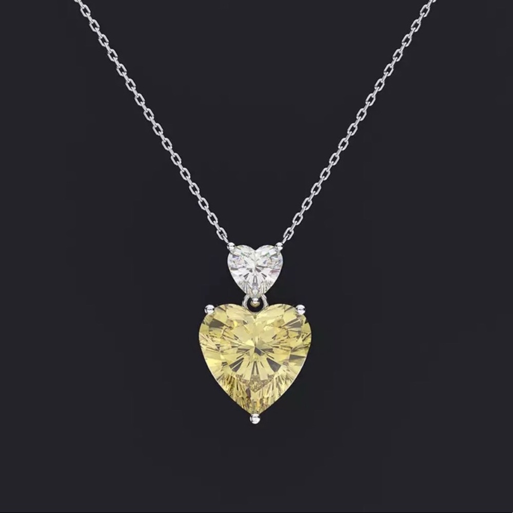 3ct Canary Heart Pendant - Picture 5 of 11